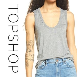 Topshop | U-Neck Grey Tank | Small (Size 4)